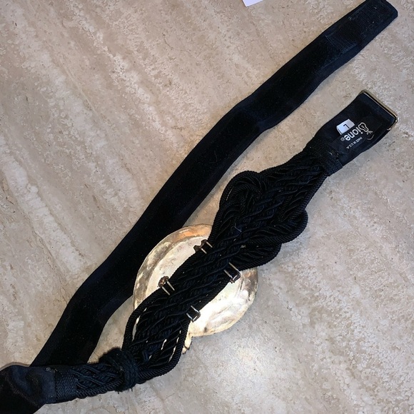 IONE oversized silver paisley buckle with 12 stones on a braided cord belt VTG L main image 16